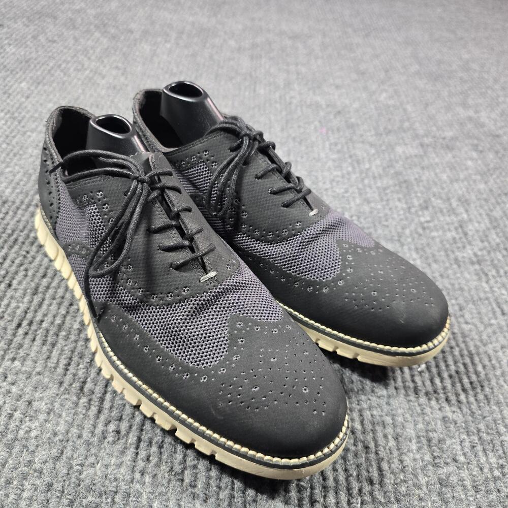 Cole Haan Zerogrand Shoes Mens Size 9.5 Black No Stitch Wingtip C24962 Sneaker